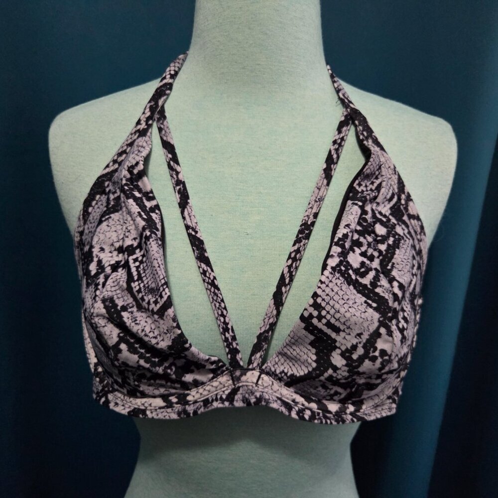 Snakeskin Halter Bikini Top - Size 14
